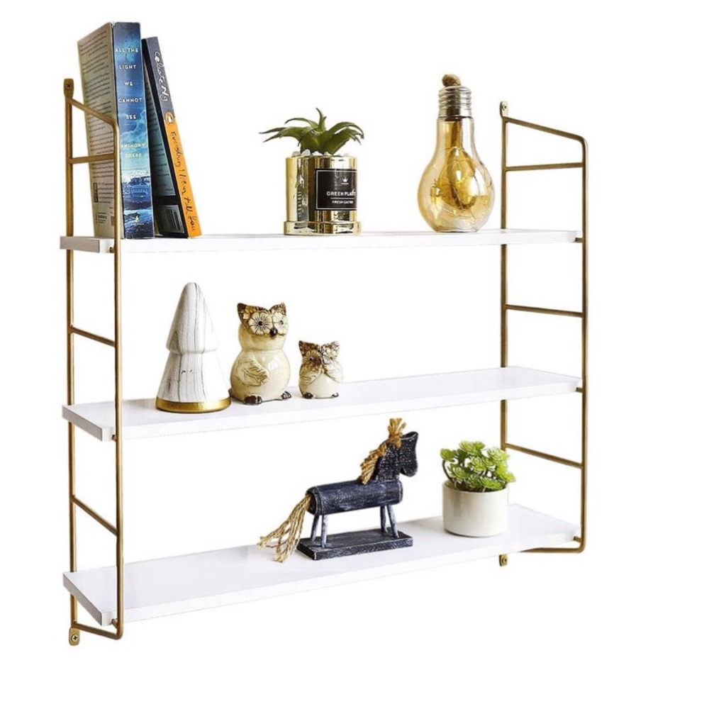 Gold Wall Shelf Modern White Floating Shelves - Picture 7 of 8